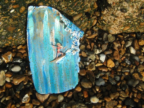 Surfer girl sea metal